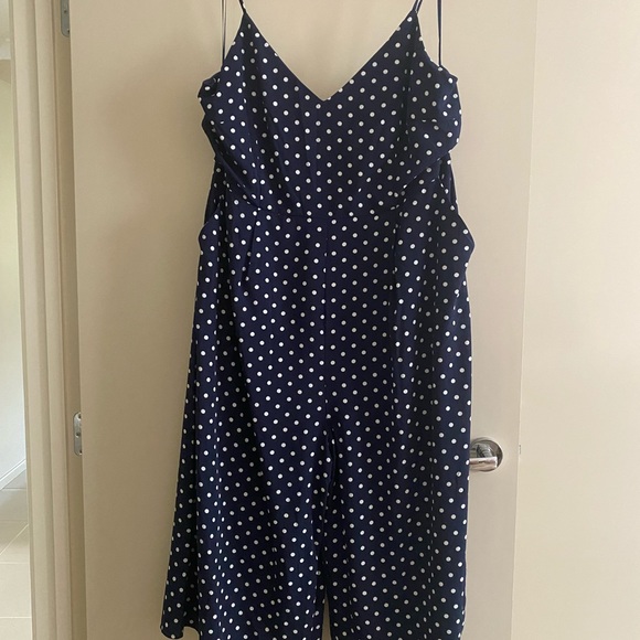 Showpo. Pants - Navy polka dot showpo jumpsuit